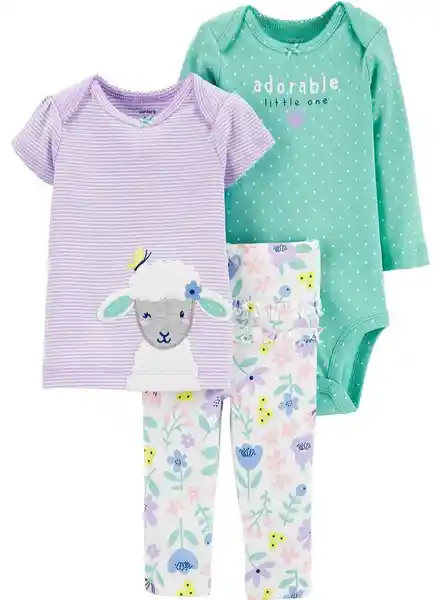 Carters Conjunto Ovejitas Lila y Verde Aqua Talla 3 Meses