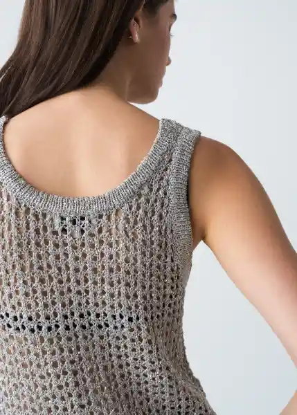 Suéter Tejido Mujer Gris Plateado Medio Talla L 483G079 Naf Naf