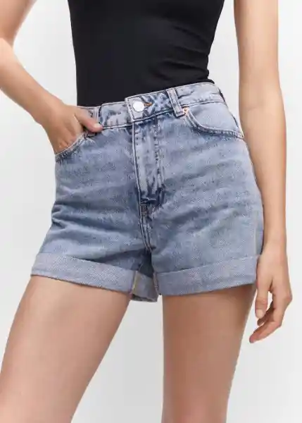 Short Mom80 Tejano Medio Talla 48 Mujer Mango