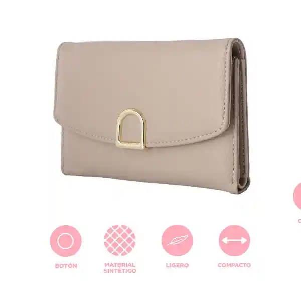 Cartera Para Mujer Con Hebilla Dorada Beige Serie Miniso