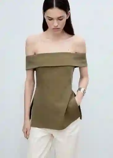 Top Box Khaki Talla L Mujer Mango