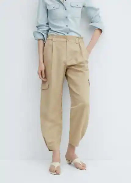 Pantalón Nick Beige Talla 40 Mujer Mango