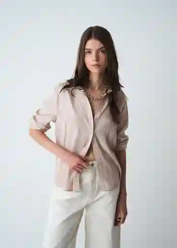 Camisa Rowan Mujer Beige Escarcha Claro Talla L 513G384 Naf Naf