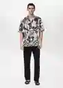 Camisa Pavone Negro Talla M Hombre Mango