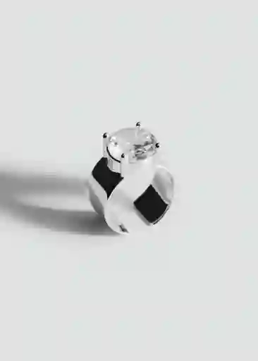 Anillo Vidre Plata Talla M Mujer Mango