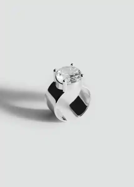 Anillo Vidre Plata Talla M Mujer Mango