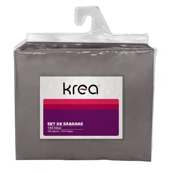 Krea Juego de Cama Queen 144 Hilos Lisa Gris