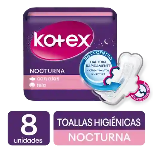 Kotex Toalla Femenina Nocturna 8 Und