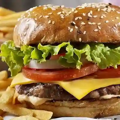 Hamburguesa con Carne y Papas Francesas