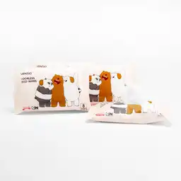 Miniso Toallas Húmedas X10 Paquetes De 8 Piezas, We Bare Bears, Rosado