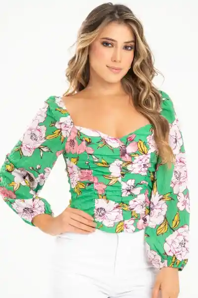 Blusa Novelle Color Verde Pasto Talla L Ragged