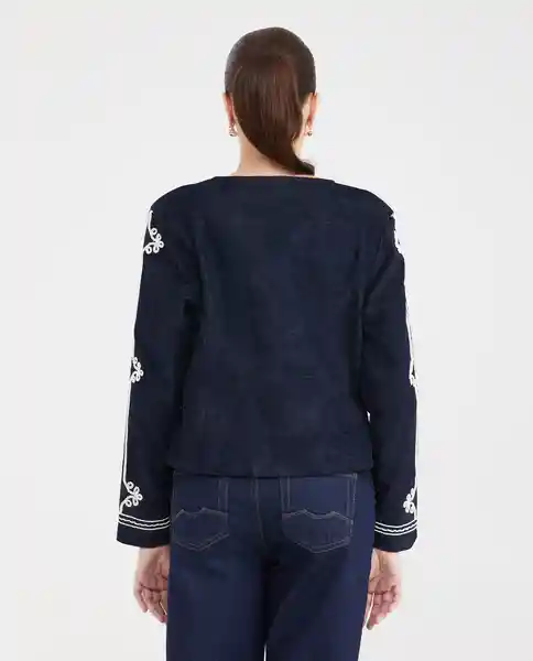 Chaqueta Collarless Embroid Azul Dark Ultra Oscuro XS Chevignon