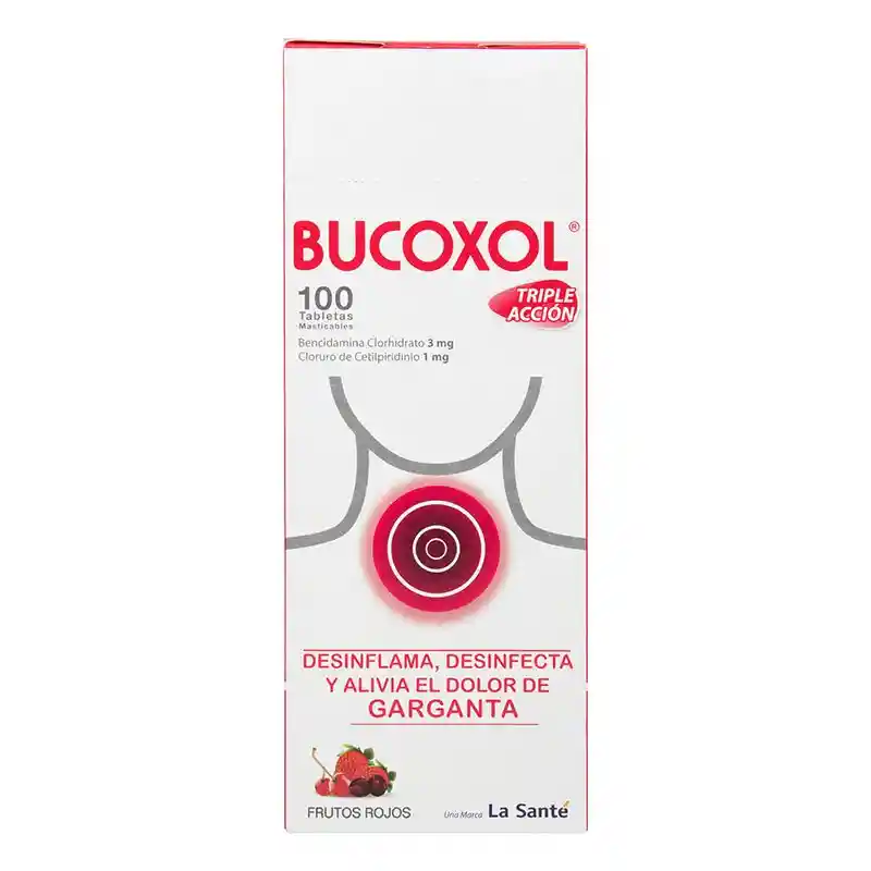 Bucoxol Tabletas Masticables Frutos Rojos (3 mg / 1 mg)