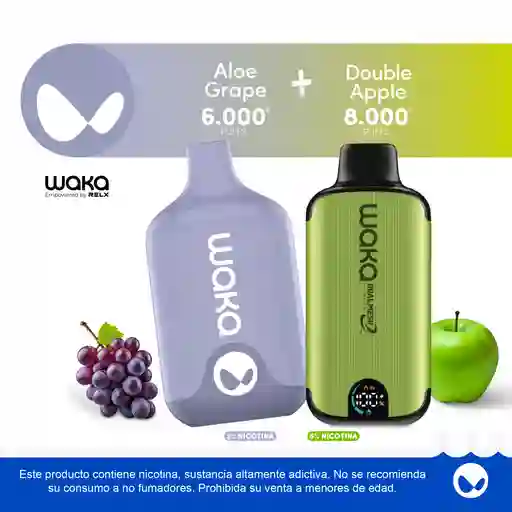 Combo Waka Smart Vape Double Apple + Waka Vape Smash Aloe Grape