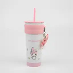 Vaso de Acero Con Colgante y Pitillo de my Melody Sanrio Miniso