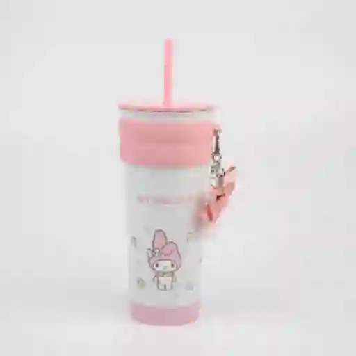 Vaso de Acero Con Colgante y Pitillo de my Melody Sanrio Miniso