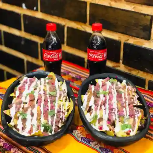 2X1 totopos tradicionales + cocacola 250