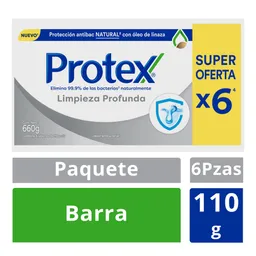 Jabón Antibacterial Protex Limpieza Profunda Caja 110 g x 6
