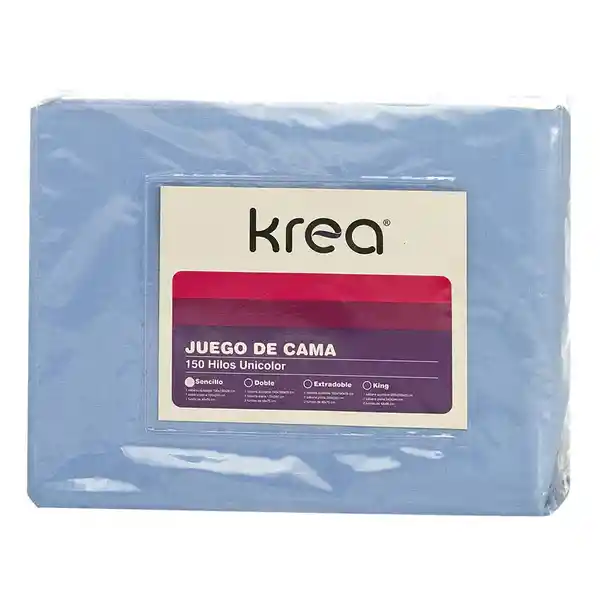 Krea Juego de Cama Sencillo 150 Hilos Unicolor Azul