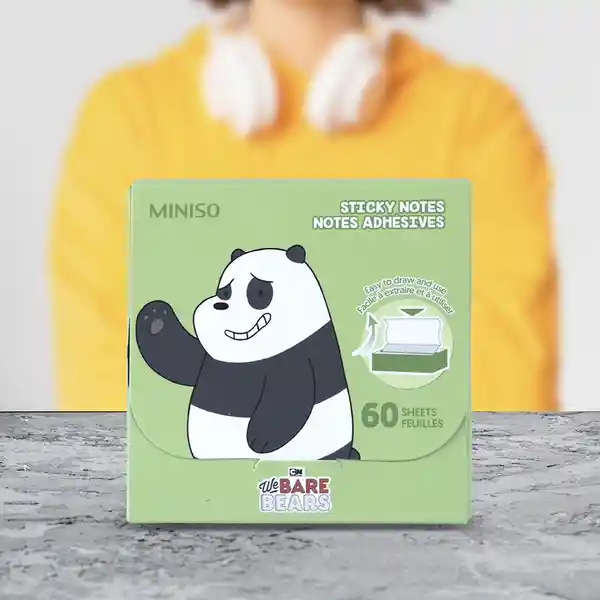 Postit 60 Hojas we Bare Bears Panda Miniso