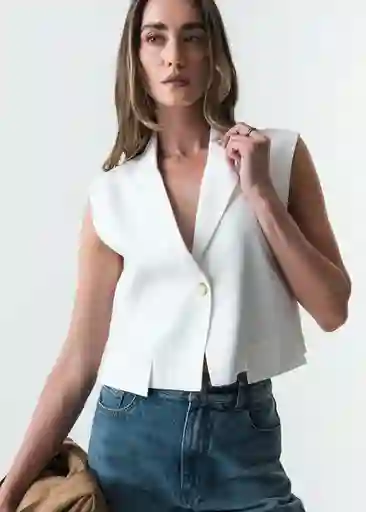 Chaleco Mujer Crudo Puro Claro Talla L 423G035 Naf Naf