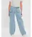 Jean Super Mujer Wide Leg Azul Talla 6 Short American Eagle