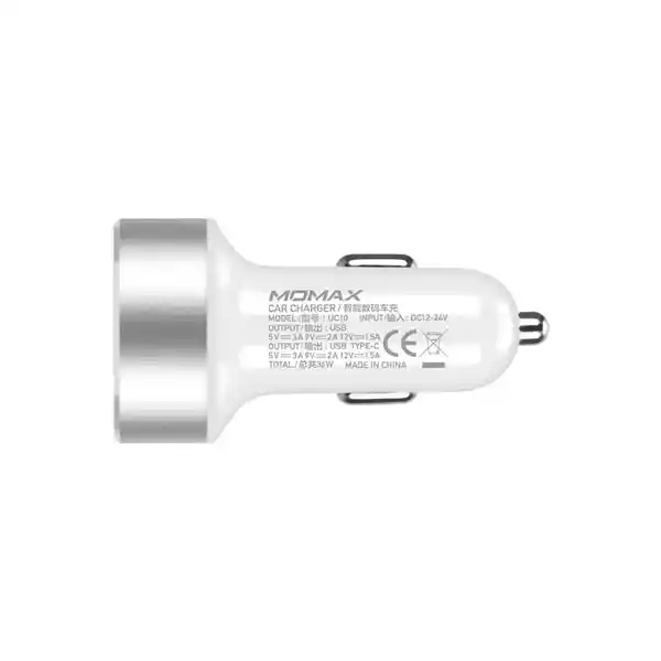 Momax Cargador de Coche Doble 30W Blanco