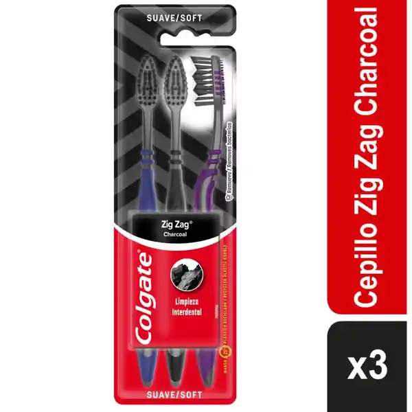 Colgate Cepillo de Dientes Zig Zag Carbón Suave