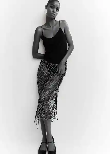 Top Appen Negro Talla L Mujer Mango