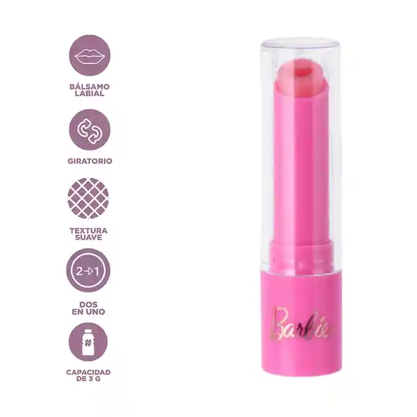 Bálsamo Labial 2 en 1 Serie Barbie Rosa Miniso