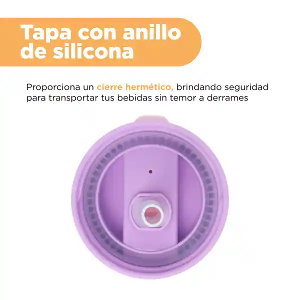 Vaso Plástico Con Tapa Abatible de Letter Rosa 500 mL Miniso