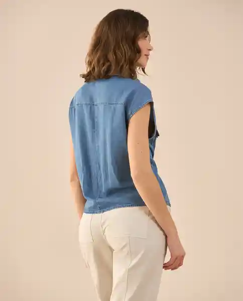 Camisa Azul Rivera Medio Talla S 111G006 Esprit