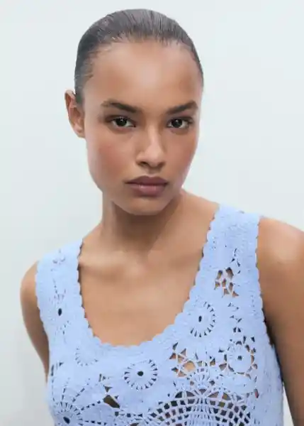 Top Garden Celeste Talla S Mujer Mango