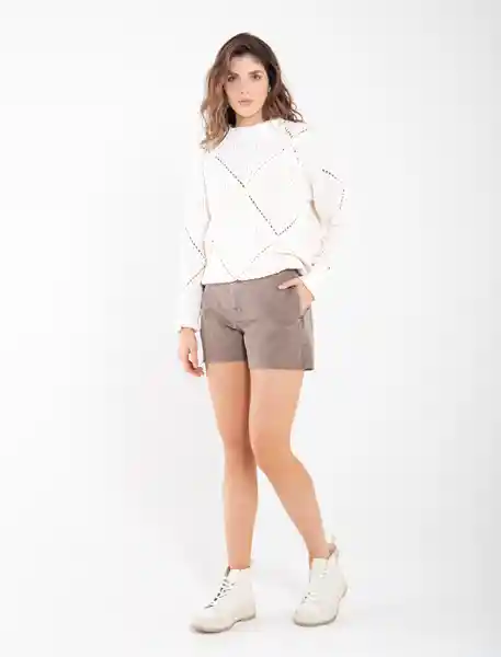 Short De Tiro Alto Café Barro Medio Talla 6 Mujer Naf Naf