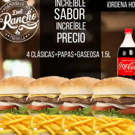 Combo Familiar 4 Burger+papas+bebida