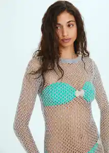 Vestido Pruna Plata Talla S Mujer Mango