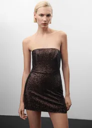 Vestido Coral Chocolate Talla M Mujer Mango