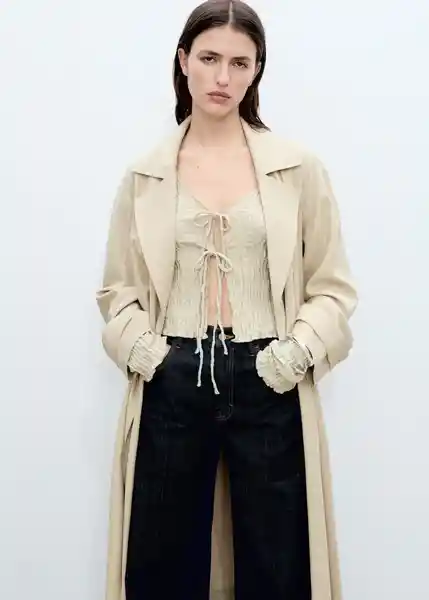Abrigo Trench Taxi Piedra Talla XS Mujer Mango