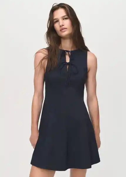Vestido Deni Azul Talla M Mujer Mango