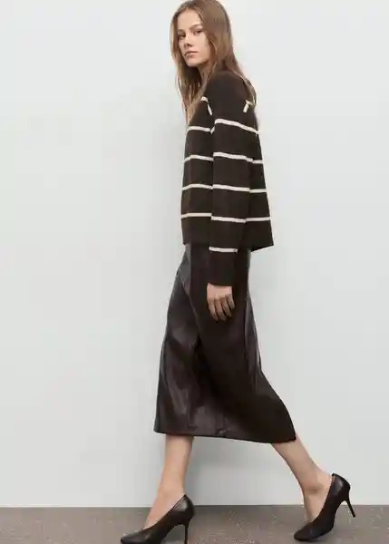 Saco Jersey Marina Chocolate Talla XL Mujer Mango