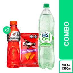 Combo Gatorade + H2Oh Lima Limon 1.5L + Doritos