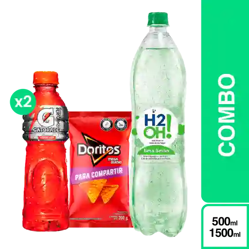 Combo Gatorade + H2Oh Lima Limon 1.5L + Doritos