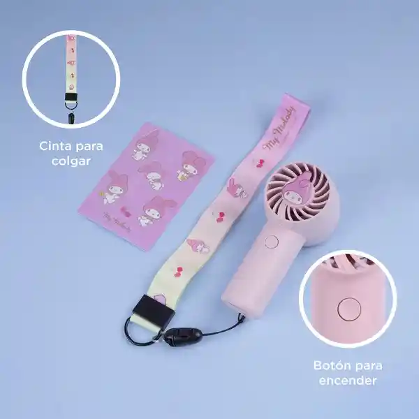 Ventilador de Mano my Melody Rosa Serie Sanrio Miniso