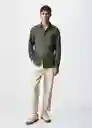 Camisa Twill Khaki Talla L Hombre Mango