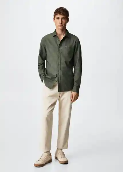 Camisa Twill Khaki Talla L Hombre Mango