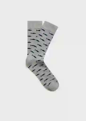 Calcetines Allover1 Gris Talla 42 Hombre Mango