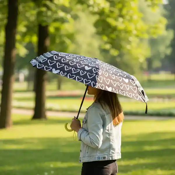 Sombrilla Estampado Corazones Serie Black & White Miniso