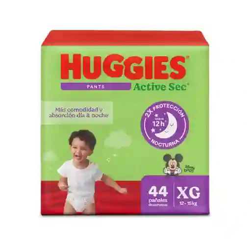 Pañales Huggies Active Sec Pants Etapa 4/XG Más Comodidad 44 Und