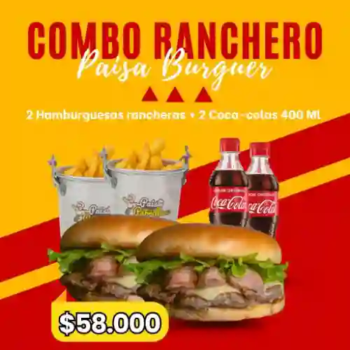 2 Hamburguesas de la Casa + 2 Coca Cola