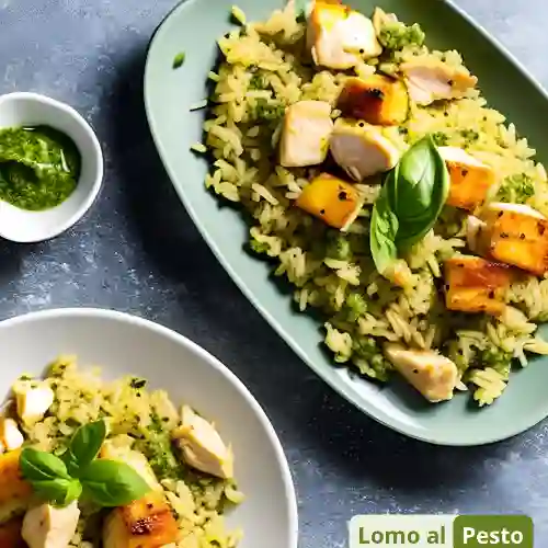 Arroz Al Pesto con Lomo